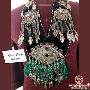 Turkmen Big Pendant Style Necklace, Handmade Turkmen Necklace With Antique Piece